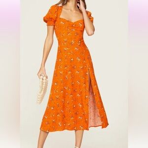 Reformation Orange Maxi Floral Dress